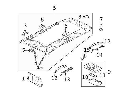 Interior Trim - Roof for 2007 Mitsubishi Endeavor #1