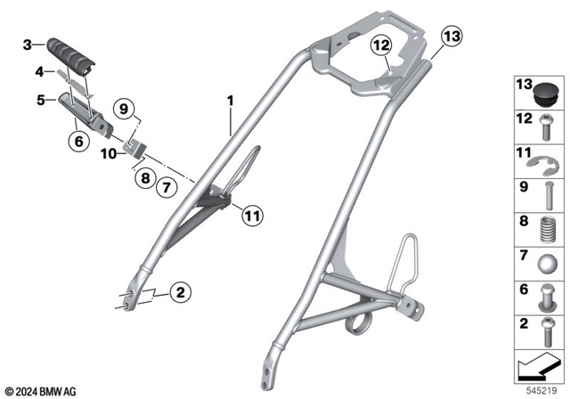 46518562978 - Frame and Mounting Parts: Passenger Seat Frame - Black for BMW-Motorrad Image