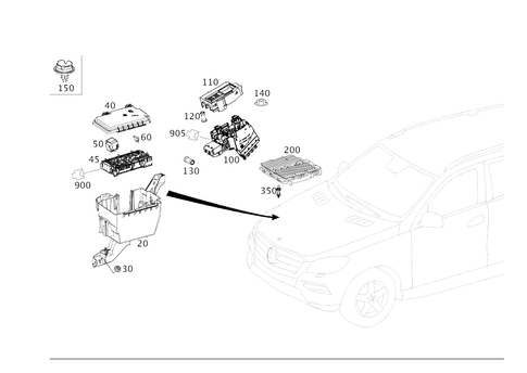 Control Units, Fuse Boxes and Relays in Engine Compartment for 2019 Mercedes-Benz GLS550 #0