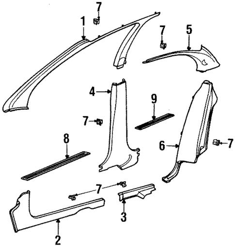 Interior Trim - Pillars for 1996 Saturn SL1 #0