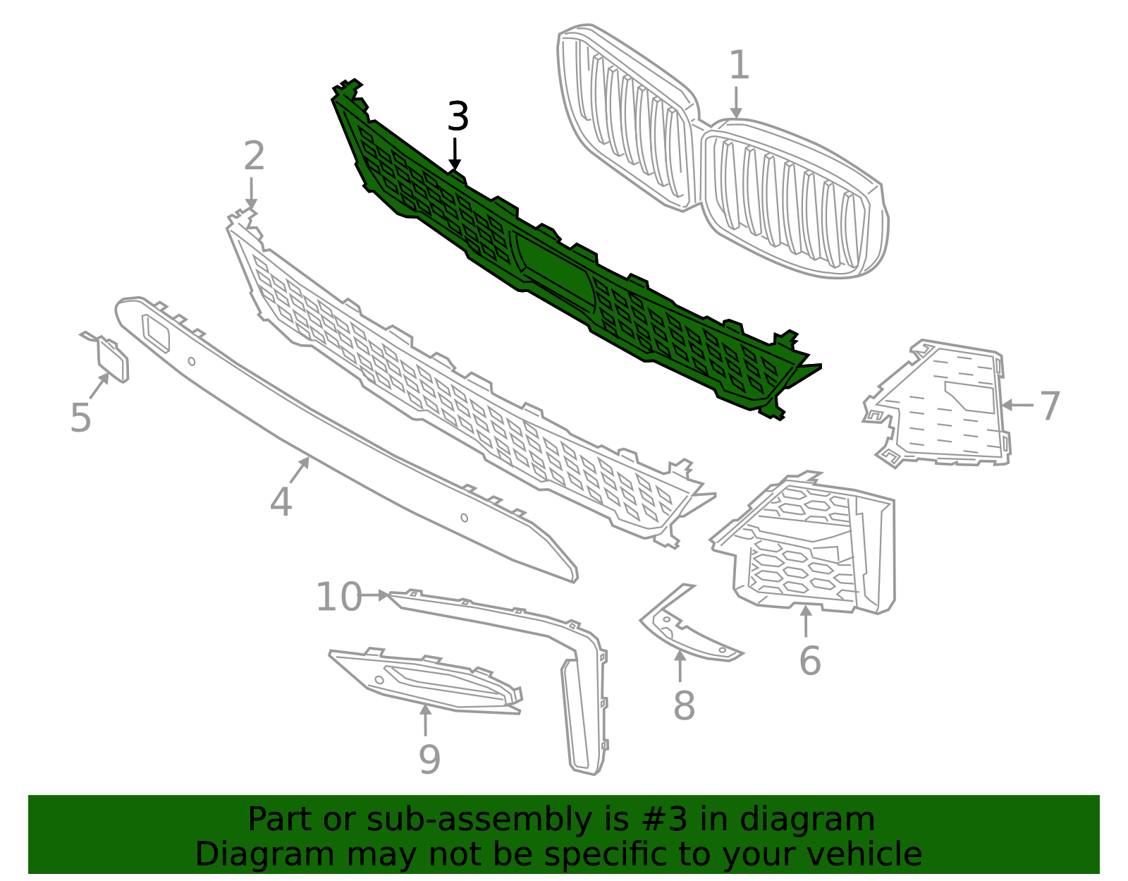 51118069888 - 2019-2022 BMW X7 Center Grille (51-11-8-069