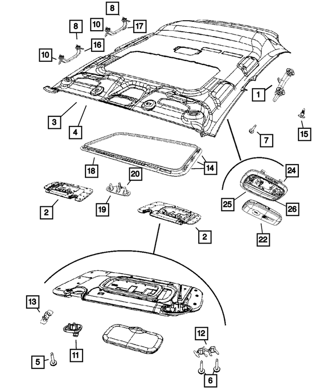 « 1FA54DW1AC – Interior Trim : Garnissage Du Pavillon pour Mopar Image »