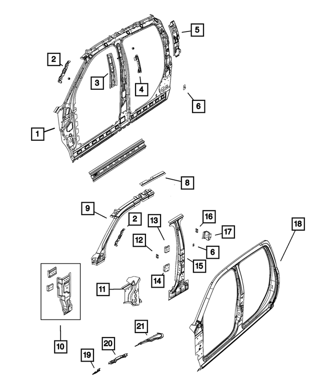 68066893AG - Body Sheet Metal Except Doors: Body Side Aperture Inner Complete Panel, Left for Mopar Image