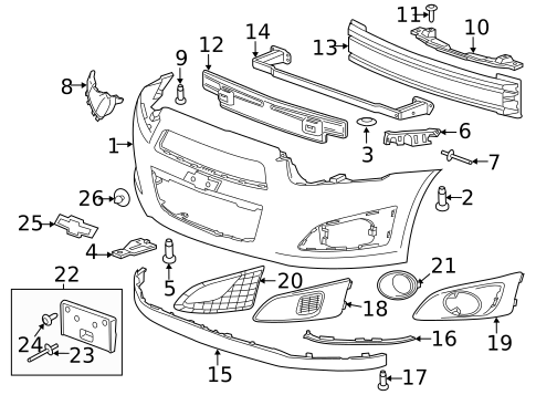 Bumper & Components - Front for 2016 Chevrolet Sonic #0