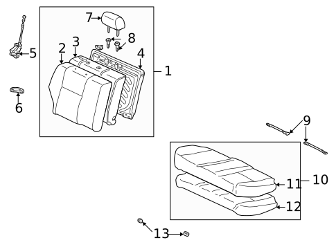 Rear Seat Components for 2003 Toyota Corolla #0