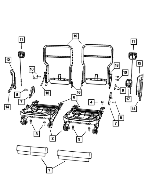 Rear Seats - Third Row - Adjusters, Recliners, Shields and Risers for 2008 Chrysler Pacifica #0