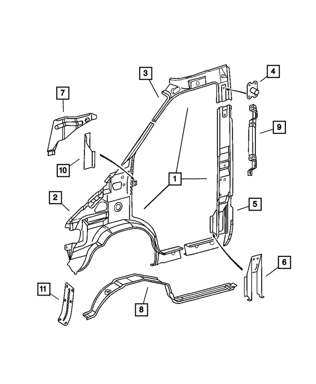 5104199AA - Body Sheet Metal Except Doors: Front Inner Wheelhouse for Mopar Image