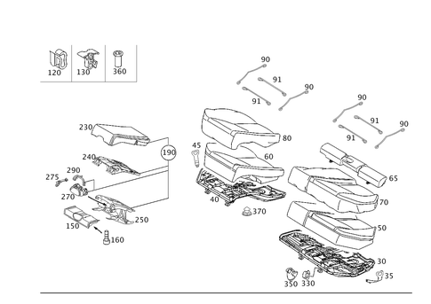 Rear Seat Cushion, Rear Seat Bench Folding for 2006 Mercedes-Benz C230 #0