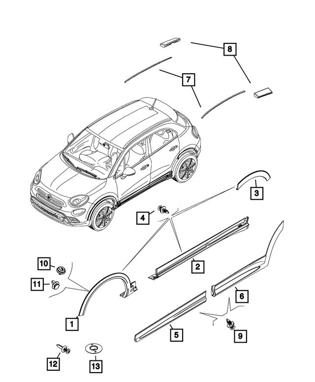 7CH99TZZAA - Exterior Ornamentation: Front Door Molding, Right for Fiat: 500X Image