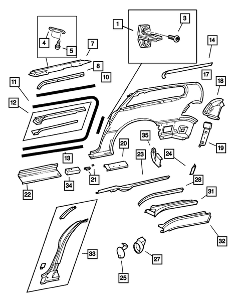 Quarter Panel and Pillars for 2004 Dodge Caravan #0