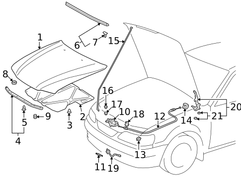 Hood & Components for 2001 Toyota Corolla #0