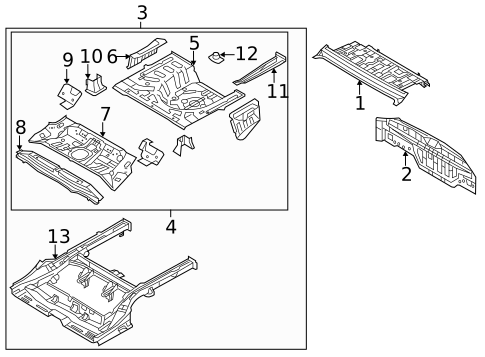 Rear Floor & Rails for 2013 Kia Forte #1