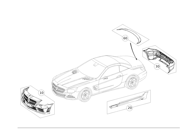 2318803604 - Outside Attachment Parts: Bumper, Front for Mercedes-Benz: SL400, SL450, SL550, SL63 AMG, SL65 AMG Image