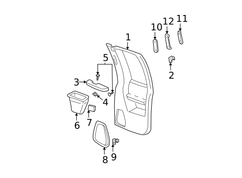 Interior Trim - Rear Door for 1996 Chevrolet K1500 Pickup #0