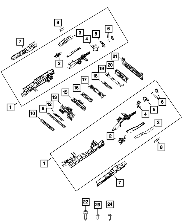 68491420AB - Body Sheet Metal Except Doors: Rear Rail, Right for Mopar Image image
