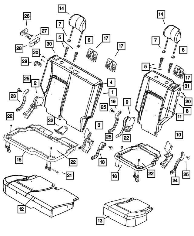 5071703AA - Interior Trim: Rear Seat Back Bracket And Hinge, Right, Inboard for Mopar Image