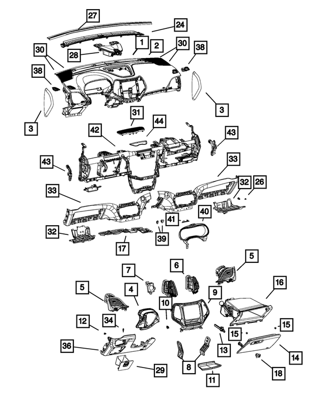 6FW04LU5AA - Interior Trim: Base Panel Instrument Panel for Jeep: Cherokee Image