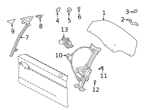 Glass - Door for 2006 Hyundai Tiburon #0