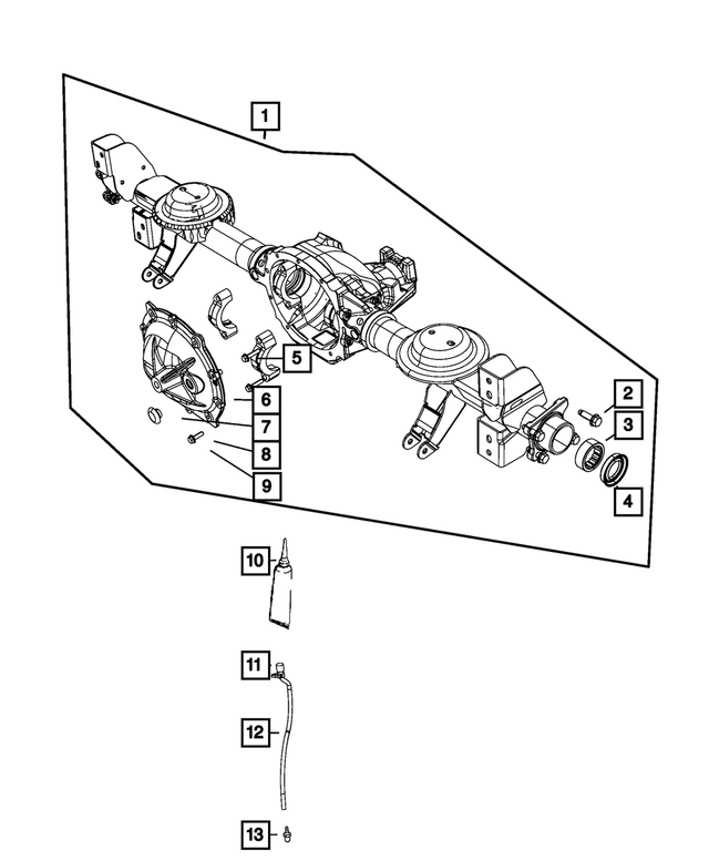 68003634AB - Rear Axle; Corporate 210 MM; Differential and Drive Line: Rear Axle Housing for Mopar Image image