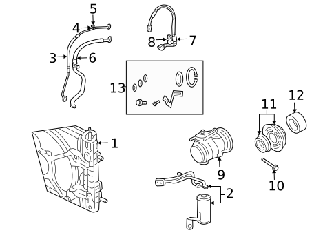Condenser, Compressor & Lines for 2009 Chrysler PT Cruiser #1