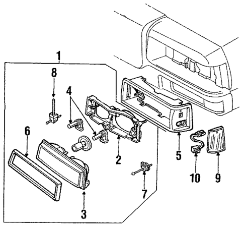 Headlamp Components for 1988 Chevrolet Caprice #0