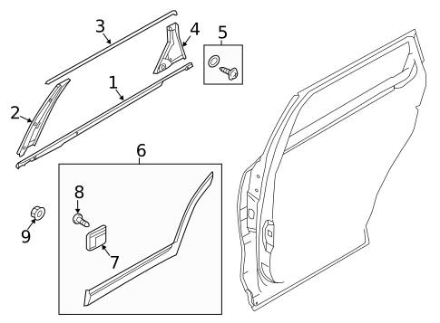 Exterior Trim - Rear Door for 2021 Kia Telluride #0