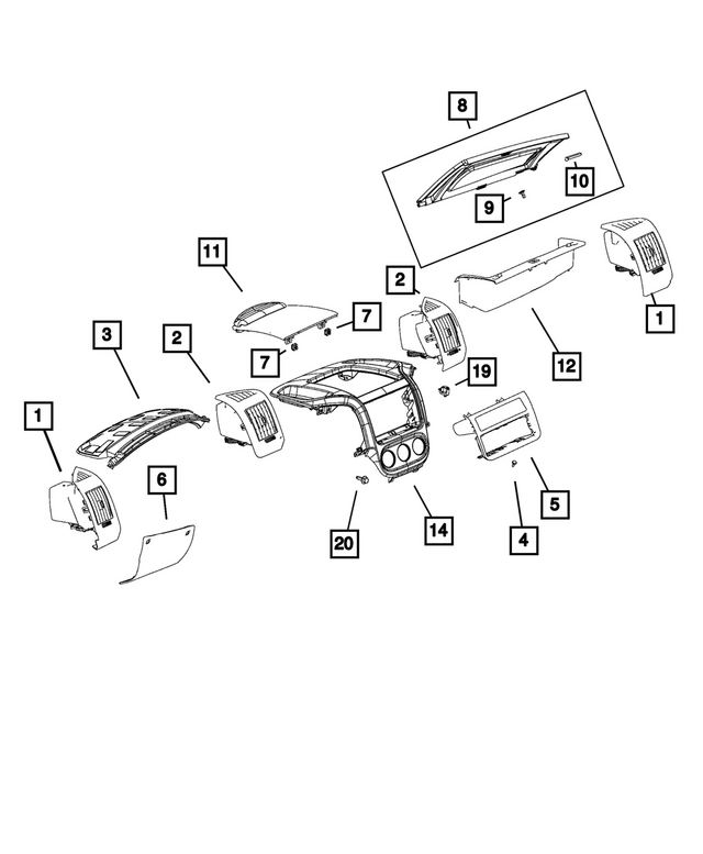 5YH35NZ6AB - Interior Trim: Air Conditioning &amp; Heater Outlet, Right, Outboard for Ram: ProMaster 1500, ProMaster 2500, ProMaster 3500 Image