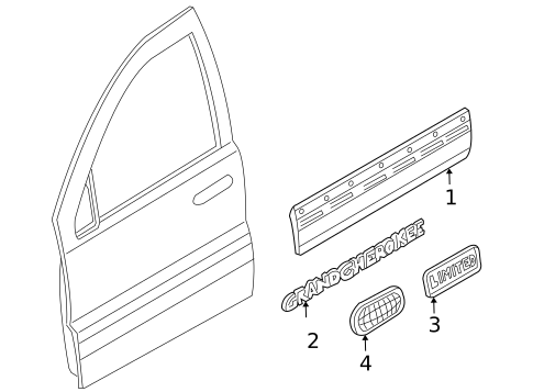 Exterior Trim - Front Door for 2002 Jeep Grand Cherokee #0