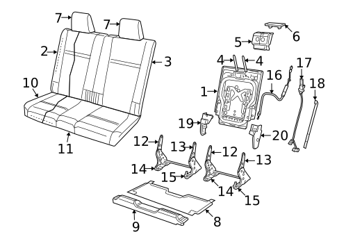 Rear Seat Components for 2010 Dodge Journey #4