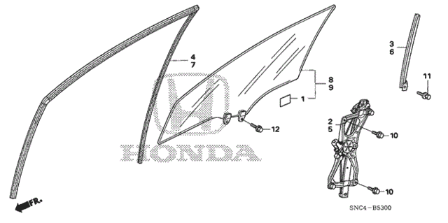 Front Door Glass - Door Regulator for 2006 Honda Civic #0
