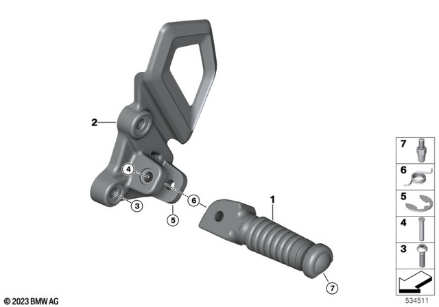46717107750 - Frame and Mounting Parts: Footrest Plate Right - Shadow for BMW-Motorrad Image