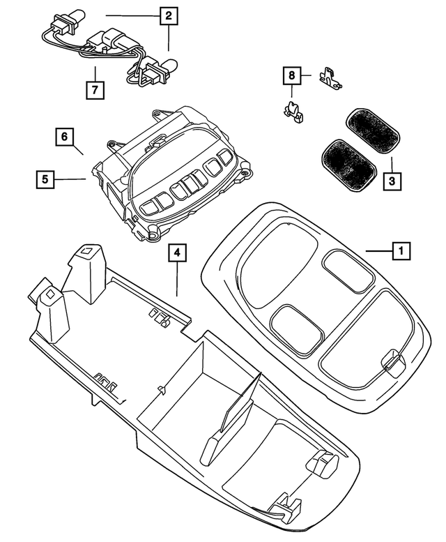 « 1AU40BD1AA – Instrument Panel and Radios and Consoles : Console Suspendue Logement, Haut De Gamme pour Mopar Image »