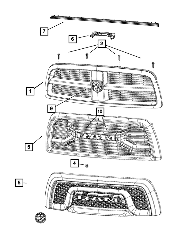 6NE51SZ7AB - : Radiator Grille for Mopar Image
