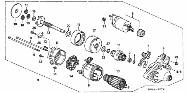 Starter Motor (Denso) (Type-S) for 2006 Acura RSX #0