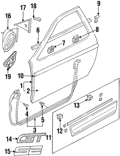 Exterior Trim - Door for 1997 Ford Probe #0