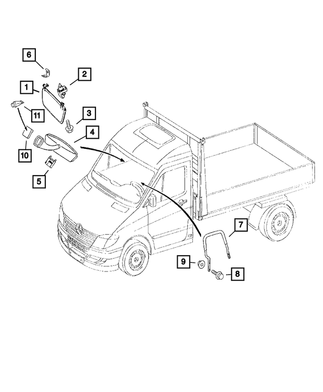 1GY43KDVAA - Interior Trim: Visor, Right for Dodge: Sprinter 2500, Sprinter 3500 Image