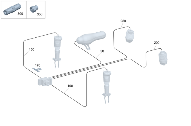 1673271900 - Springs, Suspension and Hydraulics: Compressed-Air Line for Mercedes-Benz: GLE350, GLE450, GLE450e, GLE53 AMG, GLE580, GLE63 AMG S, GLS450, GLS580, GLS63 AMG, Maybach GLS600 Image image