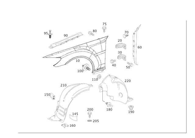 2168800206 - Attachment Parts: Fender, Front for Mercedes-Benz: CL550, CL600, CL63 AMG, CL65 AMG Image image