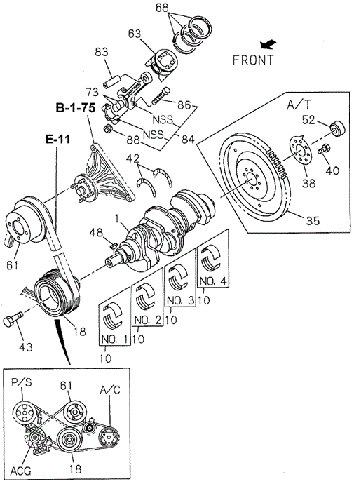Crankshaft - Piston  - Flywheel for 1997 Acura SLX #0
