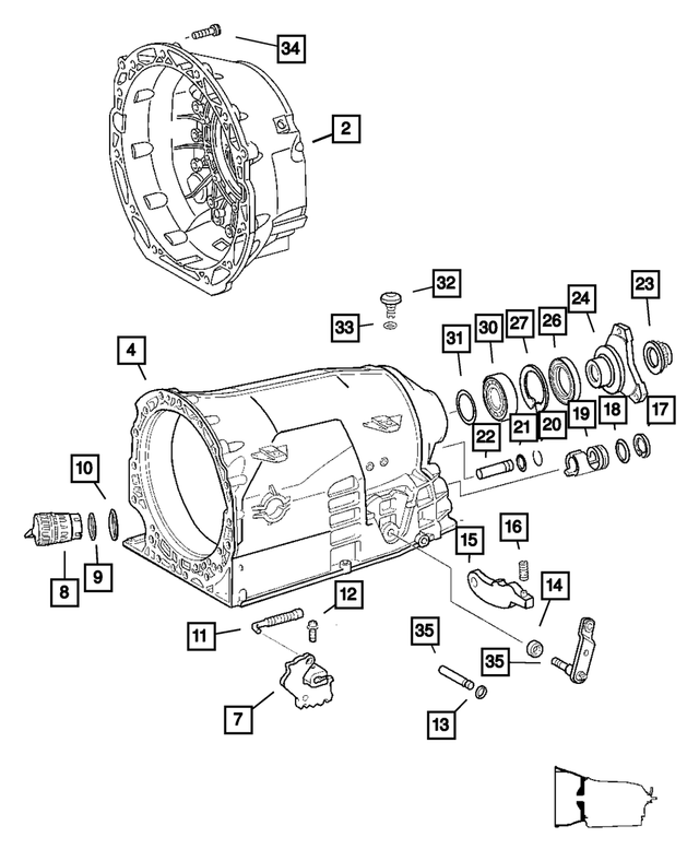 52108099AB - Automatic Transmission 5 Speed [DGJ]: Transmission Case for Mopar Image image