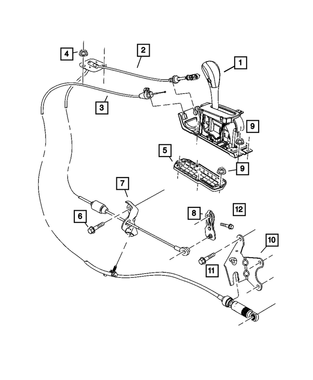 52104320AA - Automatic Transmission Multi-Speed: Gearshift Control Cable for Jeep: Liberty Image