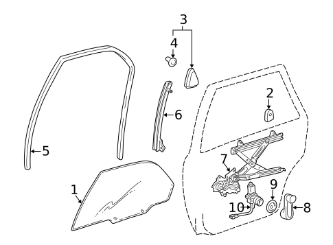 Glass - Rear Door for 1999 Toyota Camry #0