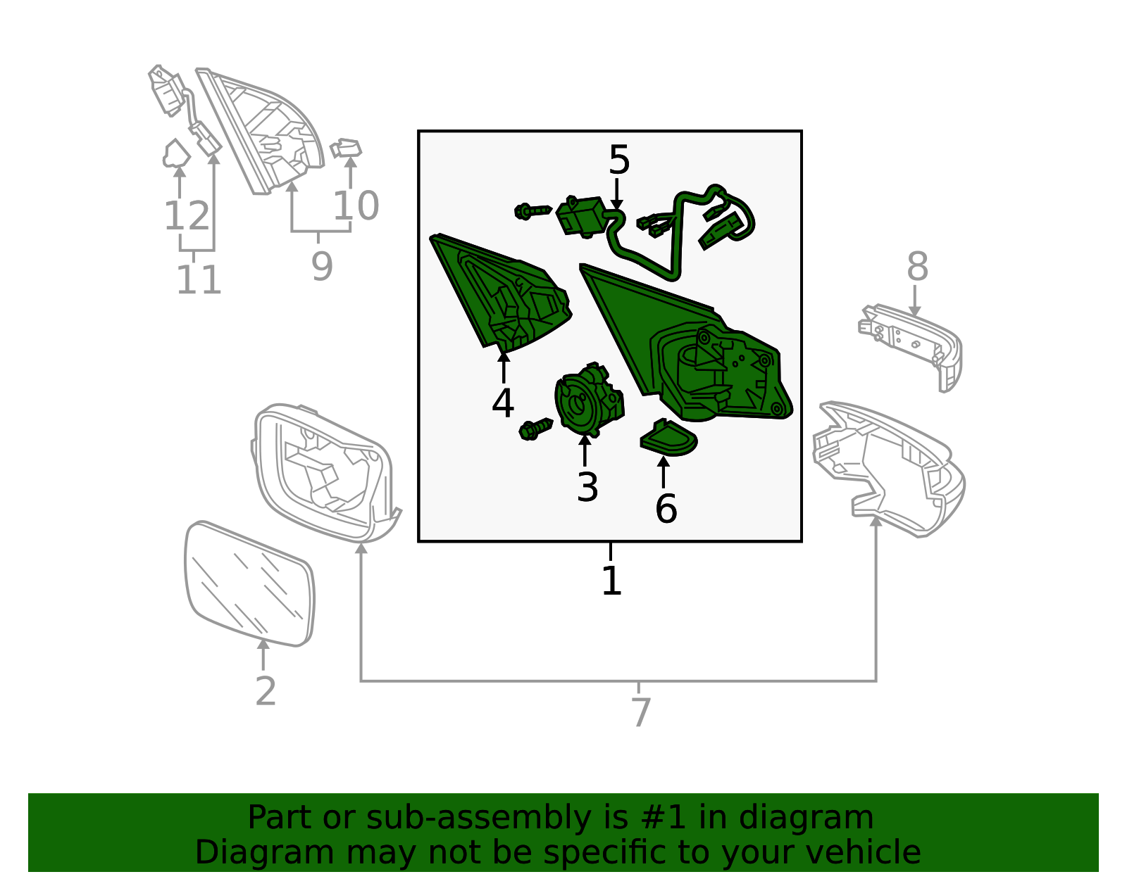 76258-SZN-A02 - 2010-2012 Acura ZDX - Mirror Set, L (Memory