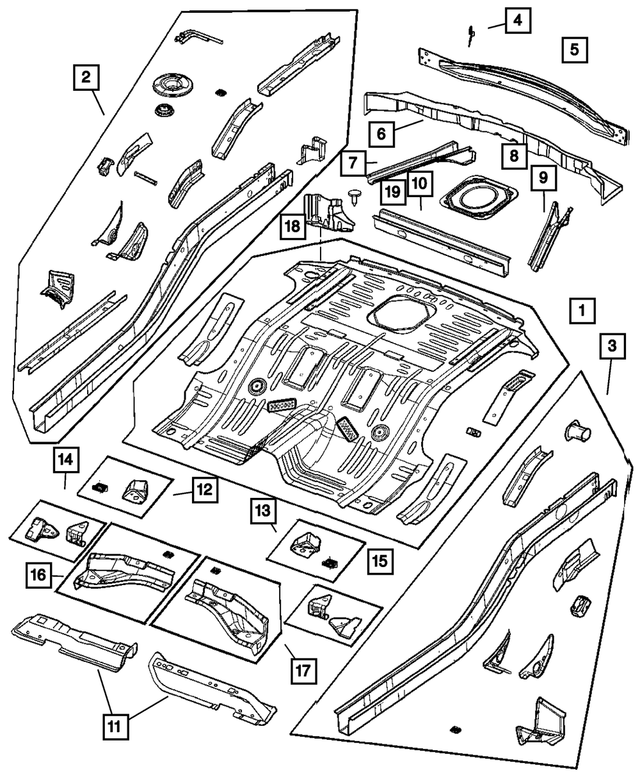55360015AH - Body Sheet Metal Except Doors: Floor Pan for Mopar Image