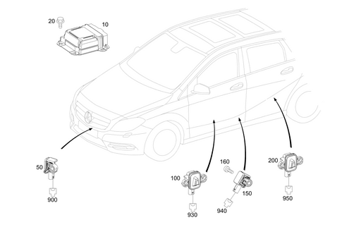 Belt Locking Retractor, Airbag and Sidebag for 2016 Mercedes-Benz B 250e #0