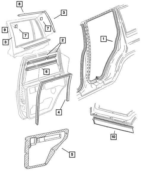Weatherstrips and Seals for 2001 Jeep Cherokee #1
