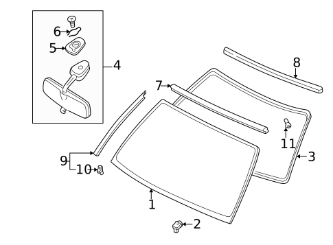 Glass - Windshield for 1998 INFINITI QX4 #0