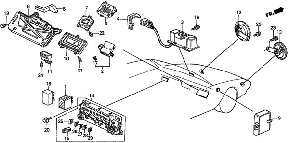 Controller - Fuse Box - Horn for 1988 Honda Prelude #0
