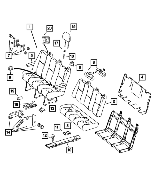 1JB571F7AA - Interior Trim: Rear Seat Complete for Dodge: Sprinter 2500, Sprinter 3500 Image
