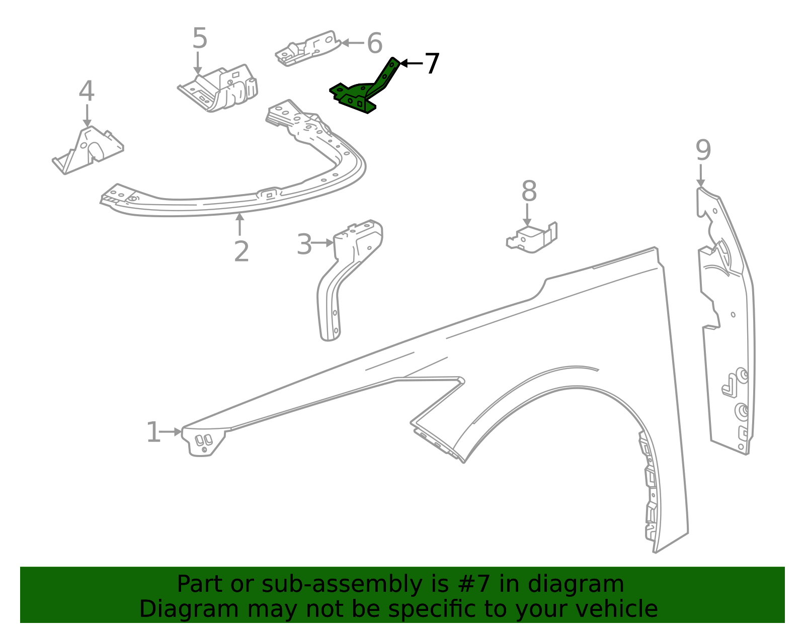2024-2025 Chevrolet Corvette Fender Bracket 86572165 | TascaParts.com
